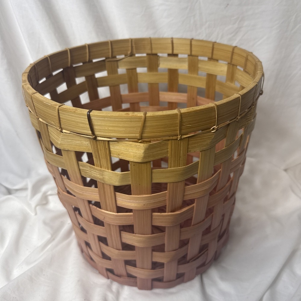 Bamboo Woven Waste Gradient Basket Trash Planter Umbrella Bath Storage Large 13" - Picture 8 of 11